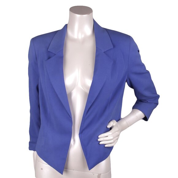 Forever 21 Open Asymmetrical Hem Blazer Suit Jacket Office Casual Blue Large - Picture 2 of 7